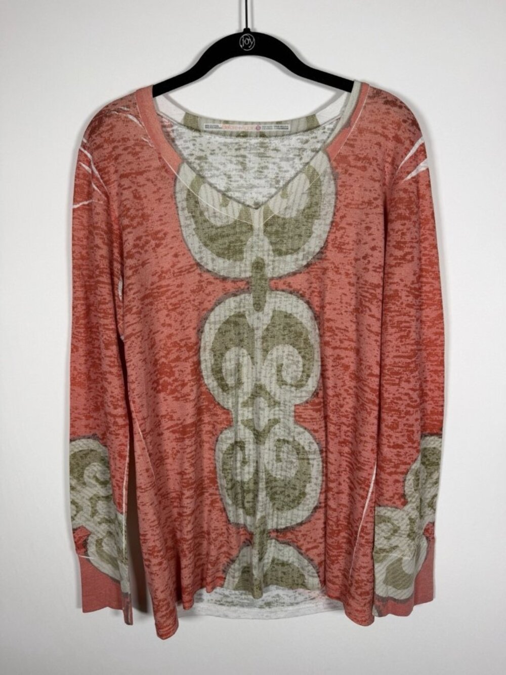 Before+Again Sundance orange army green aztec boho burnout tunic lightweight L